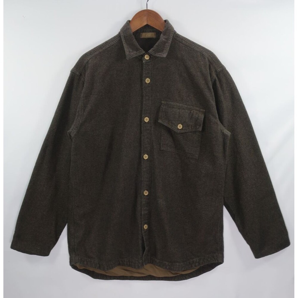 Cp Shades Men's Brown Heavyweight Button Down Shirt Size Large Cotton Lined